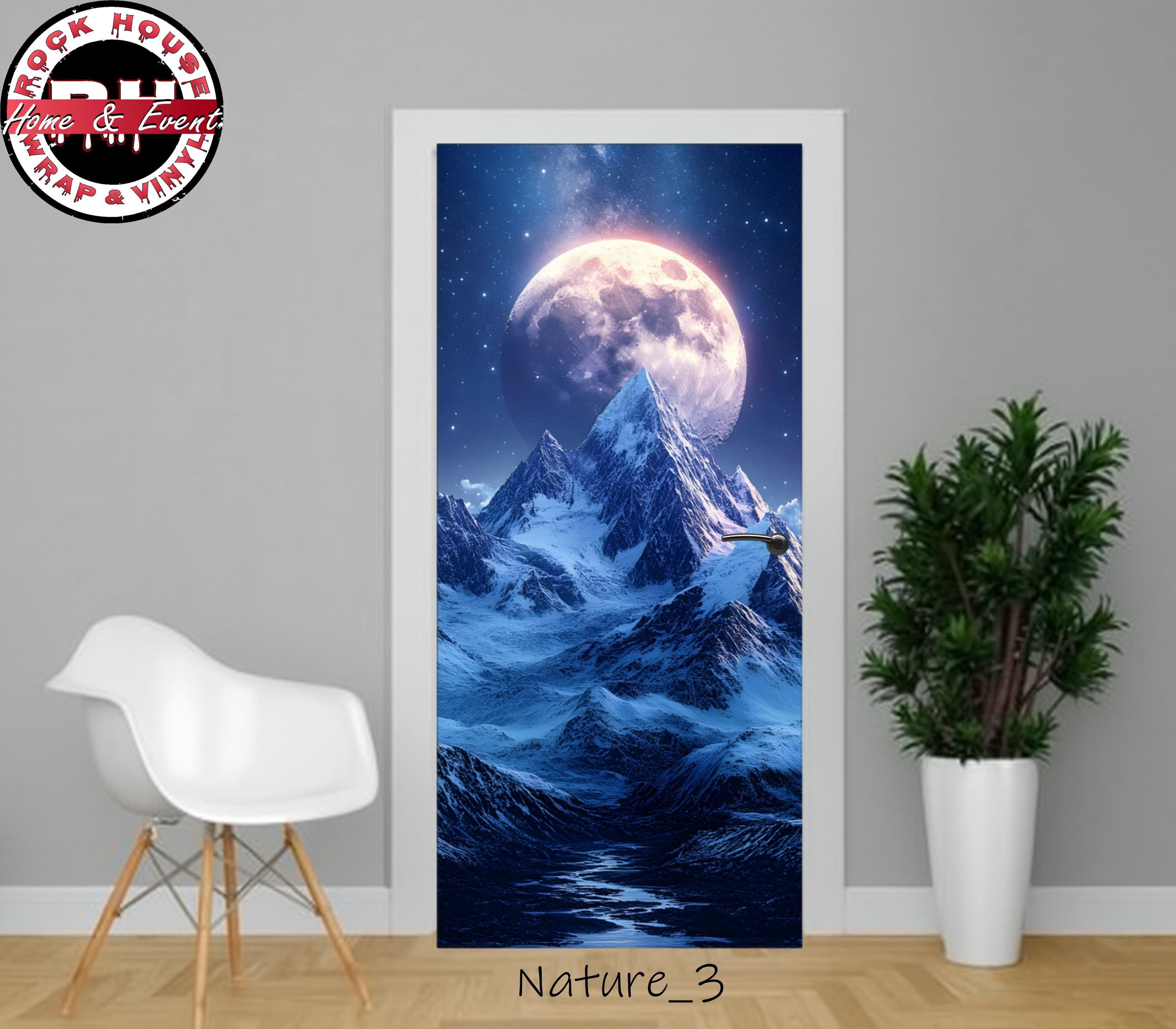 Mountain Moon Door Wrap – Peel and  Stick Vinyl Door Decal