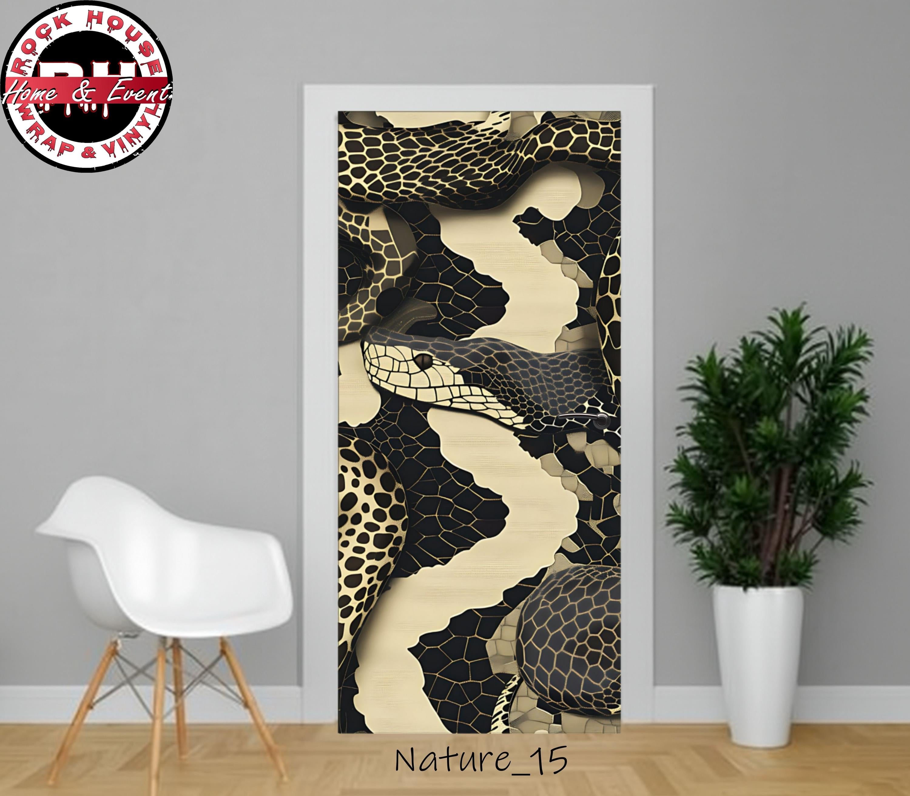 Snake Vinyl Door Wrap -Peel and  Stick Vinyl Door Decal