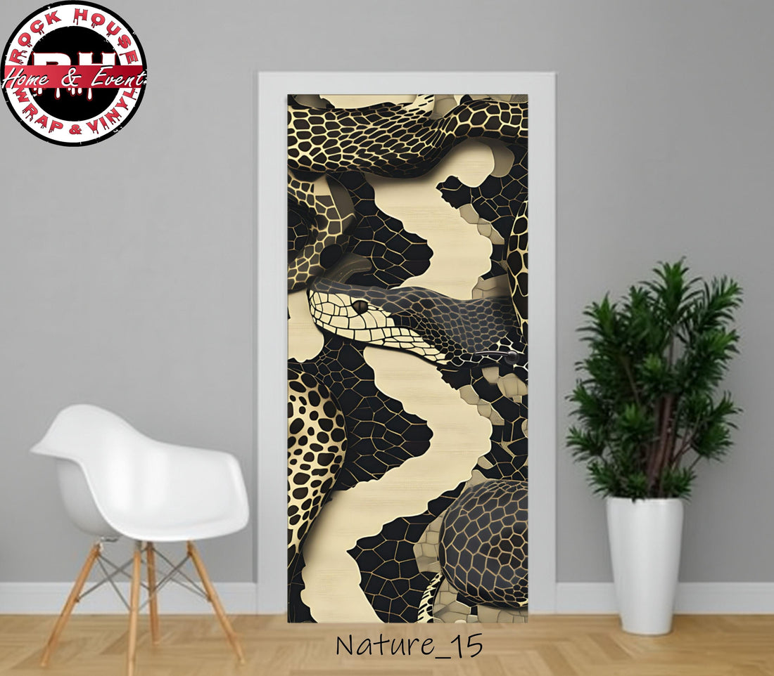 Snake Vinyl Door Wrap -Peel and  Stick Vinyl Door Decal