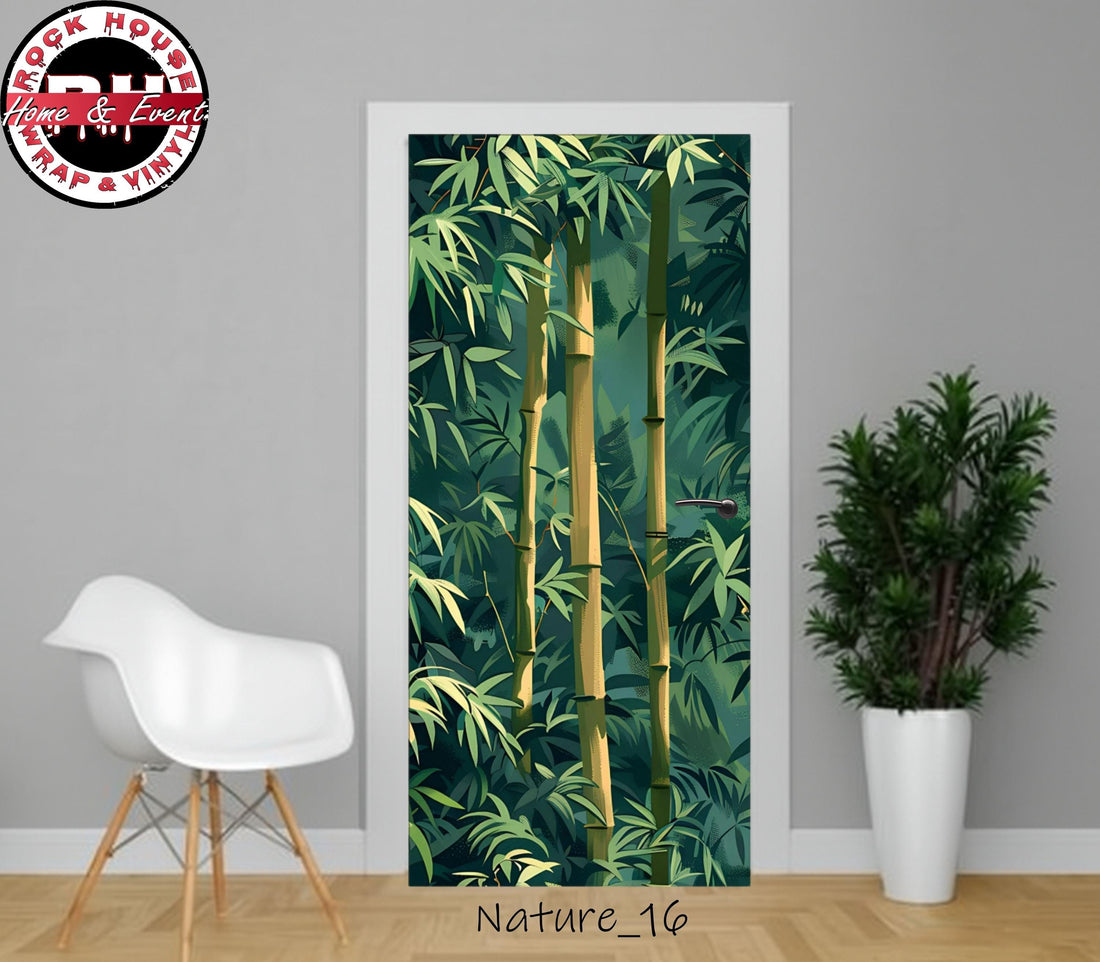 Bamboo Forest Door Wrap –Peel and  Stick Vinyl Door Decal