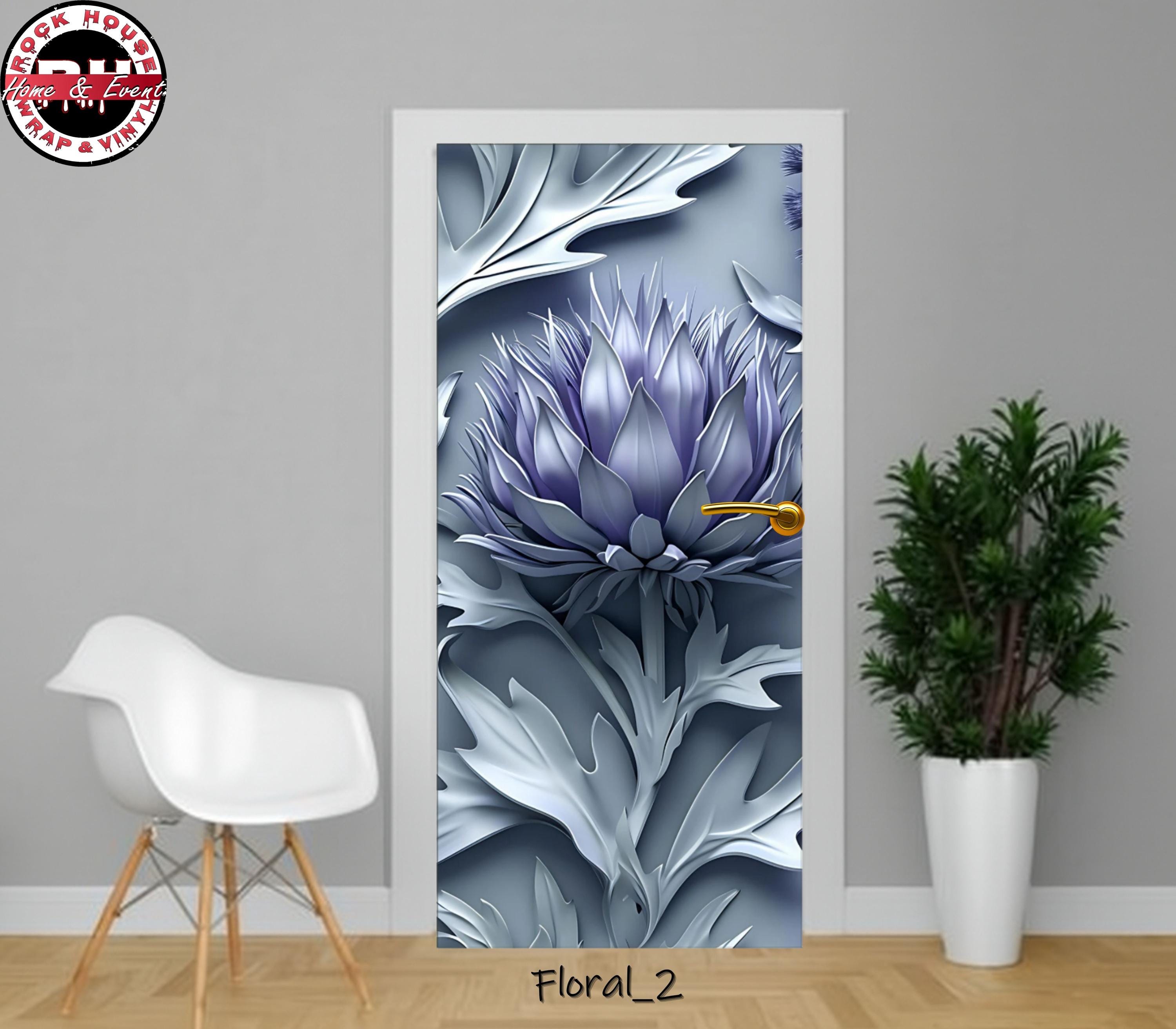 Floral Door Wrap Artichoke Flower– Peel and  Stick Vinyl Door Decal