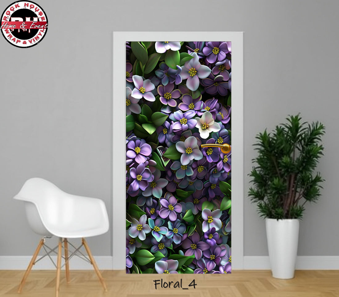 Floral Purple Violets Vinyl Door Wrap – Peel and  Stick Vinyl Door Decal