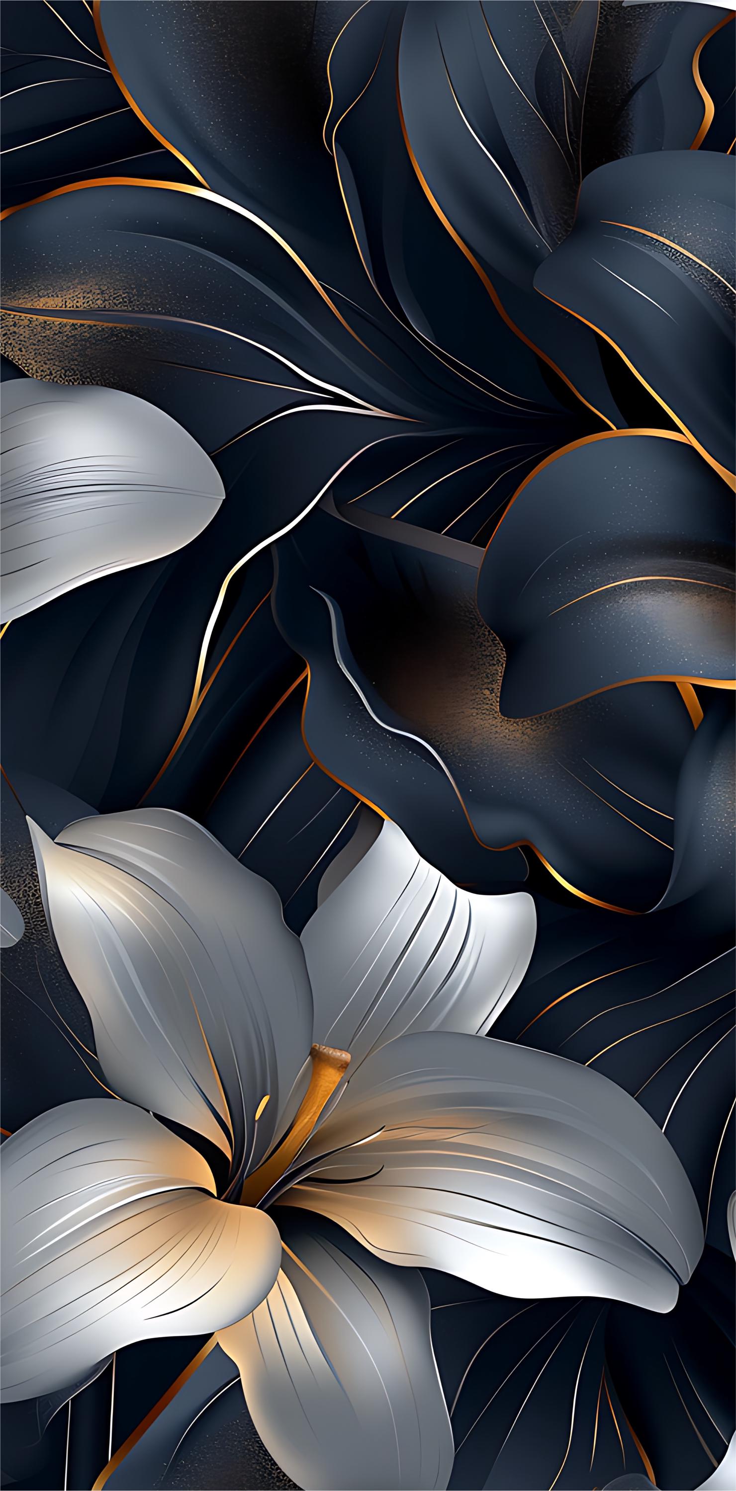 Blue Black and White Custom FLORAL Door Wrap