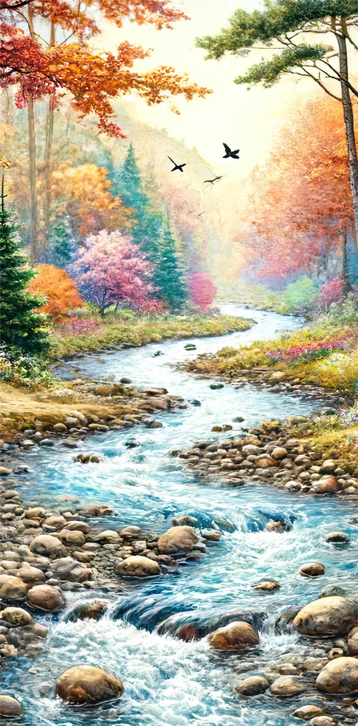 Autumn River Door Wrap – Peel and  Stick Vinyl Door Decal