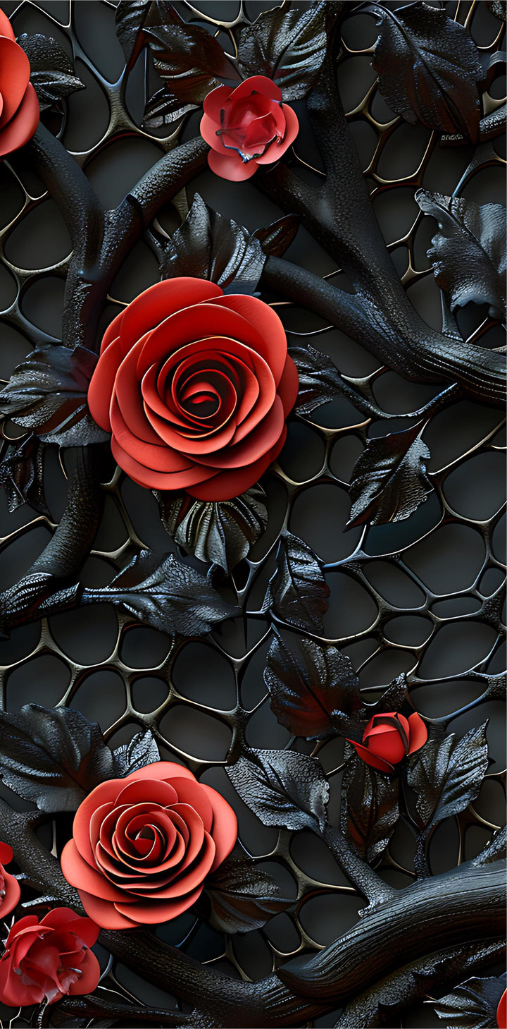 Floral Rose Door Wrap - Peel and  Stick Vinyl Door Decal