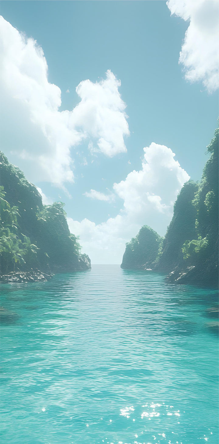 Tropical Ocean Door Wrap - Peel and Stick Vinyl Door Decal