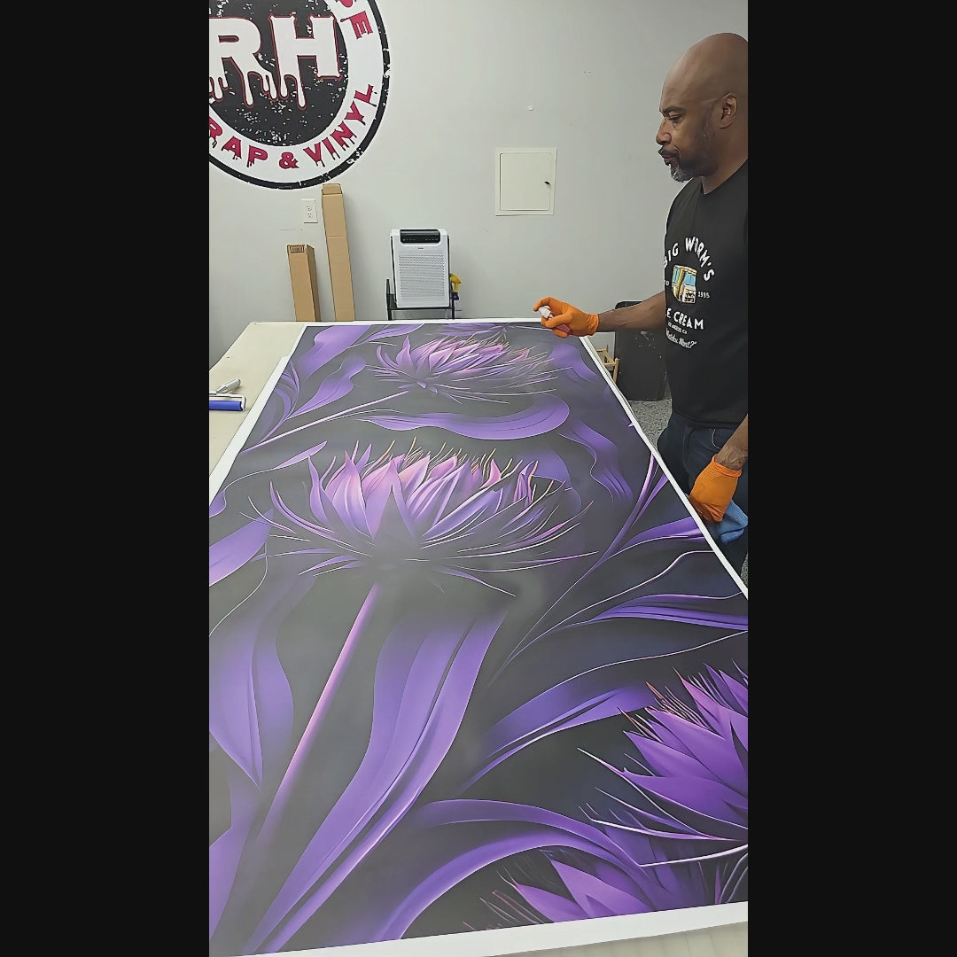Purple Floral Door Wrap – Peel and Stick Vinyl Door Decal