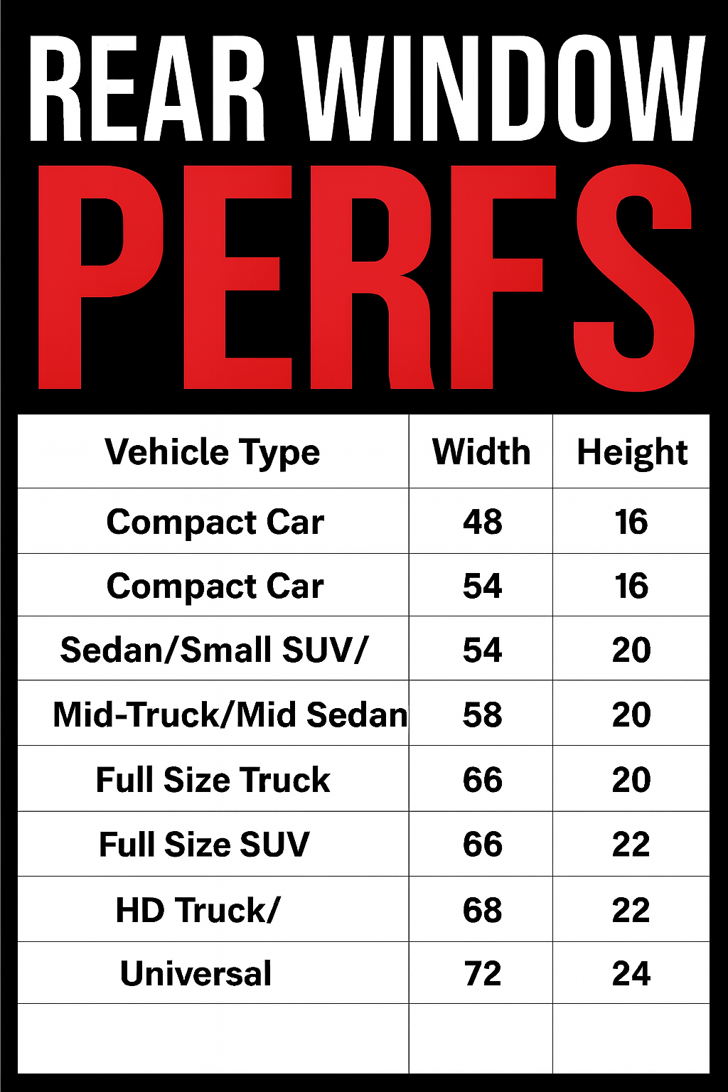 One-Way Window Vinyl for Rear Windows (VEHICLES)